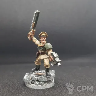 Описание картинки Cadian Officer w/Chainsword от Stark Foundry по цене 320руб | Свободный Рынок Миниатюр - СРМ