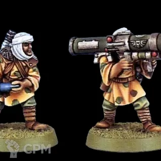Описание картинки Tallarn Desert Raiders Missile launcher team (old) от Орки с наГорки по цене 300руб | Свободный Рынок Миниатюр - СРМ