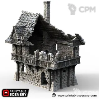Описание картинки Руины портового дома от 3D Wargaming по цене 2 400руб | Свободный Рынок Миниатюр - СРМ