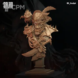 Описание картинки Crazy Orc Pirat (Bust) от Naggaroth Night по цене 2 000руб | Свободный Рынок Миниатюр - СРМ