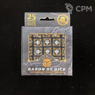 Описание картинки Набор кубов Baron Of Dice: BFTBG Official Dice - Black от Akella по цене 5 500руб | Свободный Рынок Миниатюр - СРМ